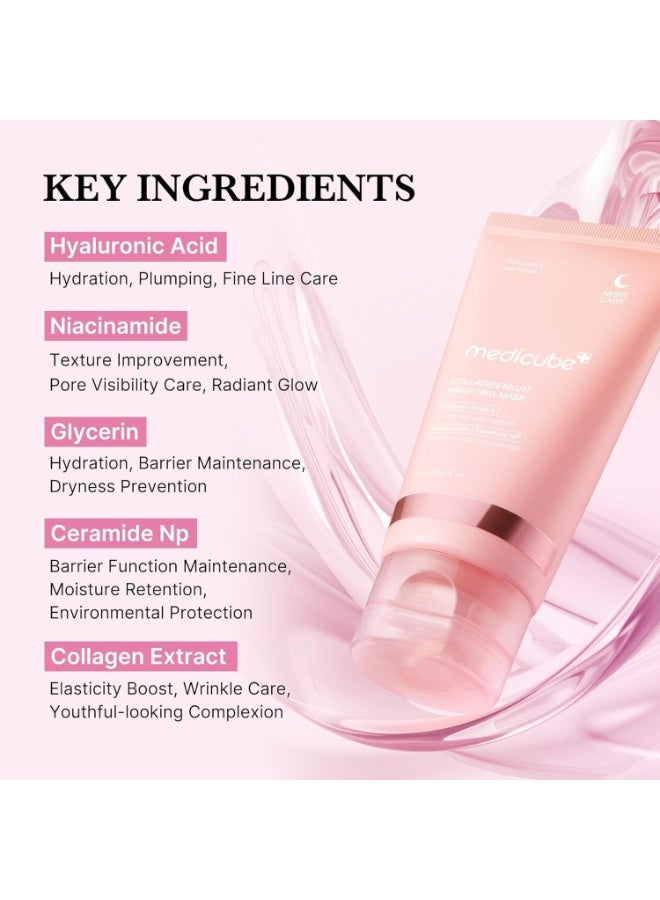 Medicube Collagen Overnight Wrapping Peel Off Facial Mask Pack - Elasticity & Hydration Care, Reduces Sagging & Dullness - Hydrolyzed Collagen For Glowing Skin - Korean Skin Care - Image 3